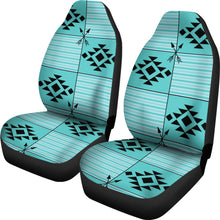 Load image into Gallery viewer, Turquoise Ethnic Tribal Pattern With Stripes Car Seat Covers Set