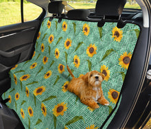 Load image into Gallery viewer, Turquoise Burlap Design With Sunflower Pattern Back Seat Protectors