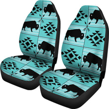 Load image into Gallery viewer, Turquoise and Black Ethnic Buffalo Tribal Pattern Car Seat Covers