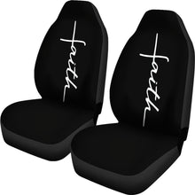 Load image into Gallery viewer, Faith Word Cross In White on Black Car Seat Covers Religious Christian Themed