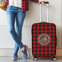 Load image into Gallery viewer, Red Buffalo Plaid A Monogrammed Luggage Cover