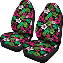 Load image into Gallery viewer, Hot Pink and Green Hawaiian Hibiscus Car Seat Covers Tropical Polynesian Pattern Set of 2