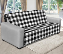 Load image into Gallery viewer, Black White Buffalo Plaid 70" Futon Sofa Couch Protector Farmhouse Decor