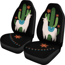 Load image into Gallery viewer, Alpaca Car Seat Covers Boho Hippie Design With Cactus and Flowers