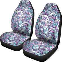 Load image into Gallery viewer, Purple, Pink, White and Teal Floral Paisley Pattern Car Seat Covers