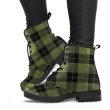 Load image into Gallery viewer, Army Green and Black Plaid Women's Vegan Leather Boots