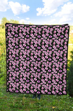 Load image into Gallery viewer, Black Pink and Purple Orchid Flower Pattern Quilt