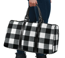 Load image into Gallery viewer, Black and White Buffalo Check Duffel Bag Travel Bag