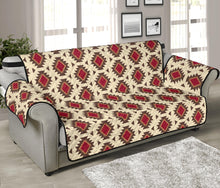 Load image into Gallery viewer, Creamy Beige and Red Navajo Style Native Tribal Pattern 70" Sofa Cover Couch Protector