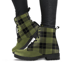 Load image into Gallery viewer, Army Green and Black Plaid Women's Vegan Leather Boots