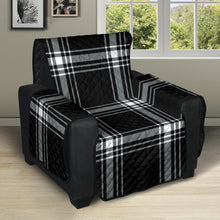 Load image into Gallery viewer, Black and White Plaid Recliner Tartan Pattern