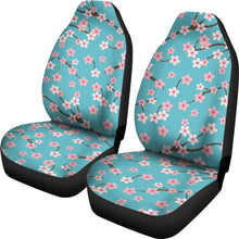 Load image into Gallery viewer, Teal With Pink and White Cherry Blossom Flower Pattern Car Seat Covers