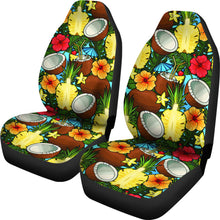 Load image into Gallery viewer, Tropical Flowers With Coconuts, Pineapple Pattern Car Seat Covers Set