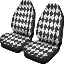 Load image into Gallery viewer, White Charcoal and Slate Colored Argyle Car Seat Covers Preppy Pattern