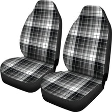 Load image into Gallery viewer, Black, White and Gray Plaid Car Seat Covers Set