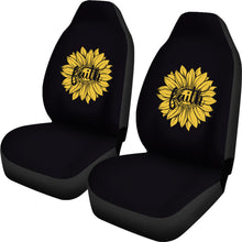 Load image into Gallery viewer, Faith Sunflower on Black Car Seat Covers Christian