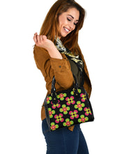 Load image into Gallery viewer, Black With Retro Flower Pattern Handbag Purse