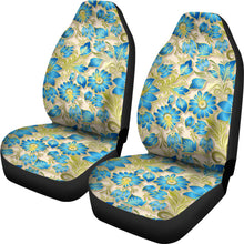 Load image into Gallery viewer, Retro Blue Flowers On Light Tan Car Seat Covers