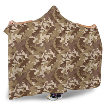 Load image into Gallery viewer, Brown and Tan Camouflage Hooded Blanket New