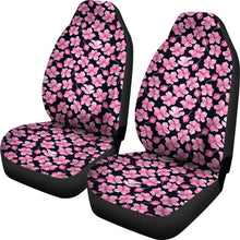 Load image into Gallery viewer, Black and Pink Cherry Blossom Flower Pattern Car Seat Covers To Match Floor Mats
