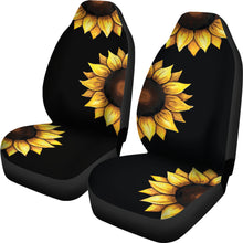 Load image into Gallery viewer, Large Sunflowers on Black Car Seat Covers Set