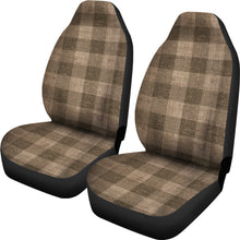 Load image into Gallery viewer, Dark Burlap Buffalo Plaid Car Seat Covers Seat Protectors Rustic Farmhouse