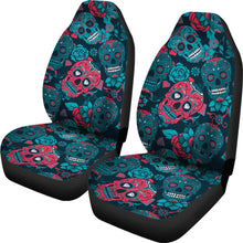 Load image into Gallery viewer, Red & Blue Sugar Skull Car Seat Covers