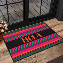 Load image into Gallery viewer, Hola Door Mat Black With Colorful Serape Pattern