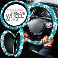Load image into Gallery viewer, Teal Hibiscus Flower Steering Wheel Cover