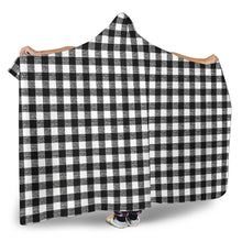 Load image into Gallery viewer, Black and White Buffalo Check Hooded Blanket