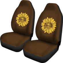Load image into Gallery viewer, Faith Sunflower on Dark Brown Faux Suede Background Car Seat Covers