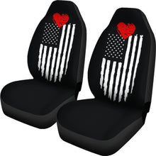 Load image into Gallery viewer, Distressed American Flag With Heart On Top Seat Covers Set