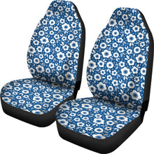 Load image into Gallery viewer, Classic Blue Car Seat Covers With White Flowers and Rain Drops