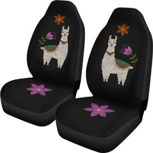 Load image into Gallery viewer, Llama Seat Covers Chalky Style Black Flowers Car Seat Covers