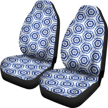 Load image into Gallery viewer, White With Blue Shibori Dye Pattern Ethnic Boho Car Seat Covers