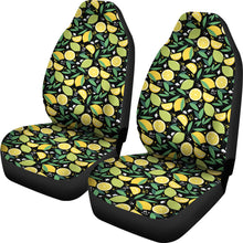 Load image into Gallery viewer, Black With Lemon Lime Citrus Pattern Car Seat Covers Set