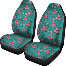 Load image into Gallery viewer, Teal with Pink Roses Shabby Chic Style Car Seat Covers