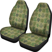 Load image into Gallery viewer, Green Cactus Pattern Car Seat Covers Set of 2