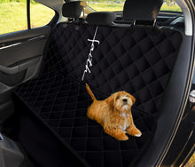 Load image into Gallery viewer, Black Bench Seat Protector For Pets With Faith Word Cross In White
