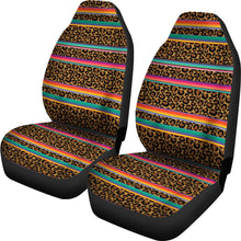 Load image into Gallery viewer, Leopard Print With Serape Pattern Car Seat Covers Set