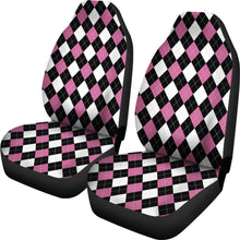 Load image into Gallery viewer, Pink Black and White Argyle Pattern Car Seat Covers