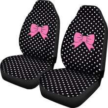 Load image into Gallery viewer, Black and White Polkadots With Pink Bows Car Seat Covers