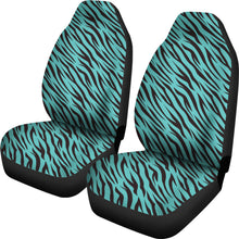 Load image into Gallery viewer, Turquoise Teal Zebra Stripe Animal Print Car Seat Covers