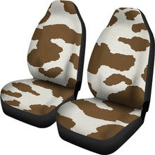 Load image into Gallery viewer, Light Brown and White Cow Hide Print Car Seat Covers Rustic Pattern