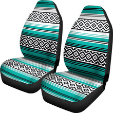 Load image into Gallery viewer, Turquoise Mexican Serape Inspired Pattern Car Seat Covers Turquoise, Black, White