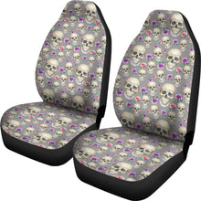 Load image into Gallery viewer, Gray With Skulls and Pink and Purple Roses Car Seat Covers Seat Protectors