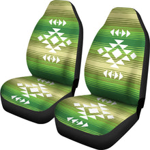 Load image into Gallery viewer, White Tribal Design on Green Serape Style Ethnic Pattern Car Seat Covers Set