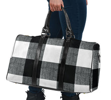 Load image into Gallery viewer, Black and White Buffalo Check Duffel Bag Travel Bag