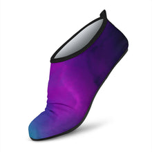 Load image into Gallery viewer, Teal and Purple Ombre Watercolor Water Shoes Aqua Shoes Swim Shoes