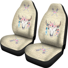 Load image into Gallery viewer, Wild and Free Boho Cow Skull Car Seat Covers Cream Color